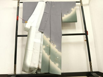 平和屋着物●訪問着　刺繍　雪輪草花文　正絹　逸品　AABB1487ph