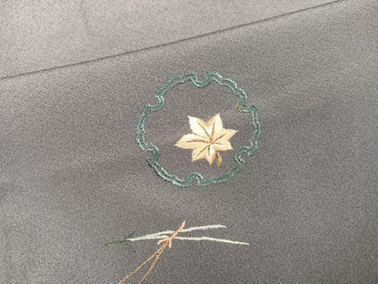 平和屋着物●訪問着　刺繍　雪輪草花文　正絹　逸品　AABB1487ph