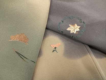 平和屋着物●訪問着　刺繍　雪輪草花文　正絹　逸品　AABB1487ph