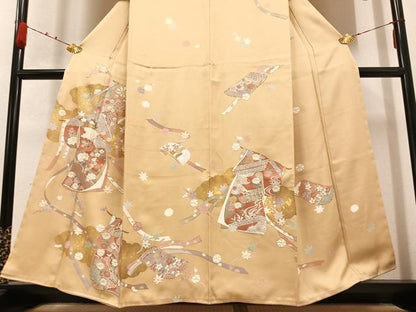 平和屋着物●訪問着　友禅　駒刺繍　誰が袖花文　正絹　逸品　未使用　AABB1489ph