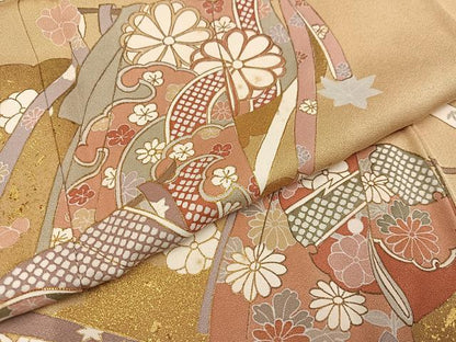 平和屋着物●訪問着　友禅　駒刺繍　誰が袖花文　正絹　逸品　未使用　AABB1489ph