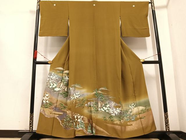 平和屋着物●豪華色留袖 手描き 松竹梅御所車文 暈し染め 金彩 正絹 逸品 AABB1499ph