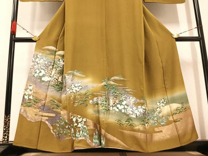 平和屋着物●豪華色留袖 手描き 松竹梅御所車文 暈し染め 金彩 正絹 逸品 AABB1499ph