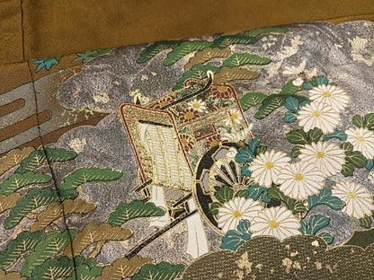 平和屋着物●豪華色留袖 手描き 松竹梅御所車文 暈し染め 金彩 正絹 逸品 AABB1499ph