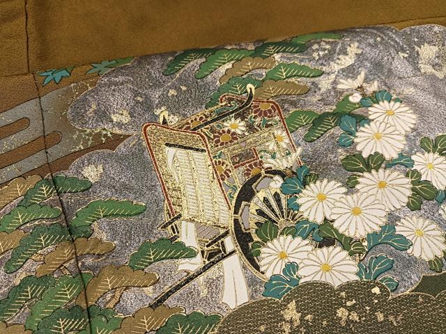 平和屋着物●豪華色留袖 手描き 松竹梅御所車文 暈し染め 金彩 正絹 逸品 AABB1499ph