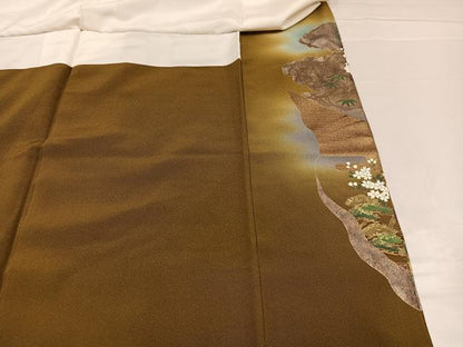 平和屋着物●豪華色留袖 手描き 松竹梅御所車文 暈し染め 金彩 正絹 逸品 AABB1499ph