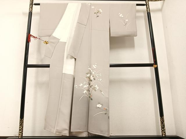 平和屋着物●京加賀友禅　百貫達雄　訪問着　枝花文　暈し染め　正絹　逸品　AABB1516ph