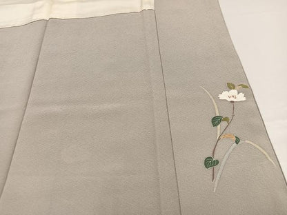 平和屋着物●京加賀友禅　百貫達雄　訪問着　枝花文　暈し染め　正絹　逸品　AABB1516ph