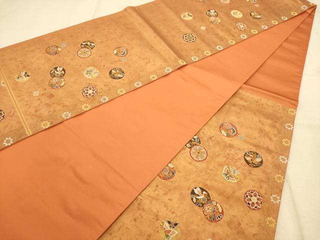 平和屋着物◎六通柄袋帯 唐織 花鳥文 蝶 金糸 正絹 逸品 AABB1529dt