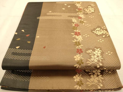 平和屋着物◎六通柄袋帯 唐織 舞花文 金糸 正絹 逸品 AABB1532dt