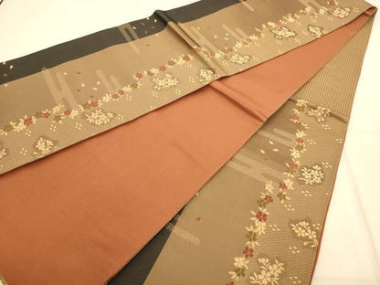 平和屋着物◎六通柄袋帯 唐織 舞花文 金糸 正絹 逸品 AABB1532dt