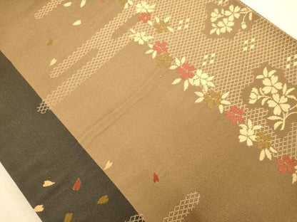平和屋着物◎六通柄袋帯 唐織 舞花文 金糸 正絹 逸品 AABB1532dt