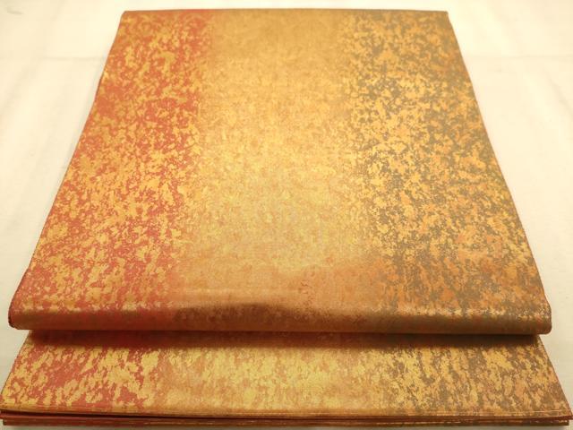 平和屋着物◎六通柄袋帯 霞文 金糸 正絹 逸品 AABB1540dt