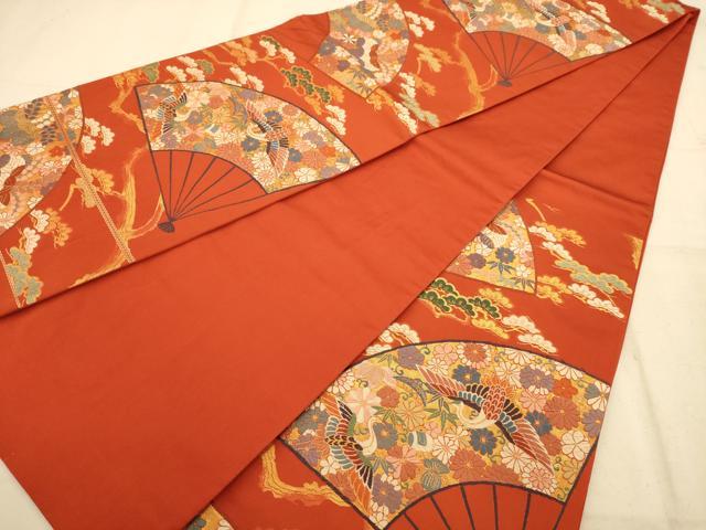 平和屋着物◎六通柄袋帯 唐織 扇面花鳥文 金糸 正絹 逸品 AABB1541dt
