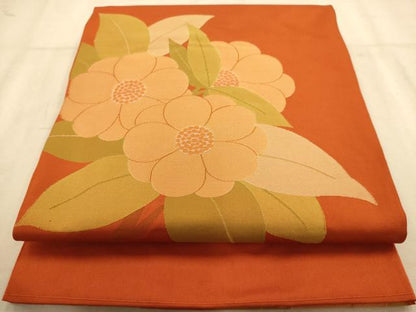 平和屋着物◎六通柄袋帯 草花文 正絹 逸品 AABB1544dt