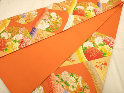 平和屋着物◎六通柄袋帯　唐織　草花文　金銀糸　正絹　逸品　AABB1567dt