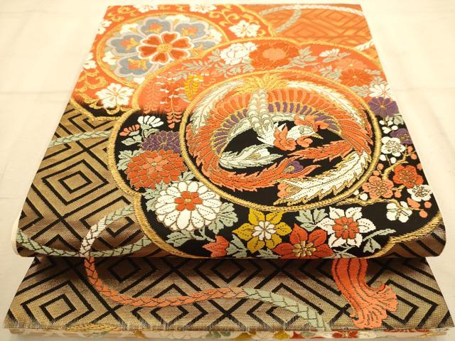 平和屋着物◎六通柄袋帯　唐織　能衣　万葉錦　金糸　正絹　逸品　AABB1568dt