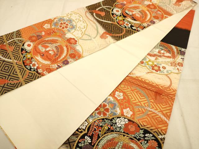 平和屋着物◎六通柄袋帯　唐織　能衣　万葉錦　金糸　正絹　逸品　AABB1568dt