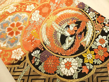 平和屋着物◎六通柄袋帯　唐織　能衣　万葉錦　金糸　正絹　逸品　AABB1568dt