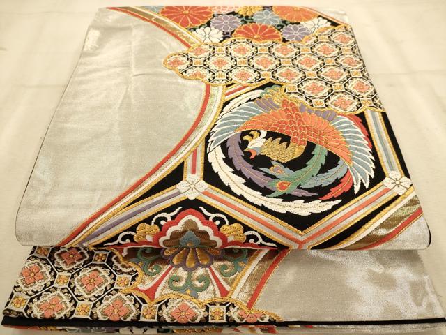 平和屋着物◎六通柄袋帯　唐織　鳳凰花文　金糸　正絹　逸品　AABB1571dt