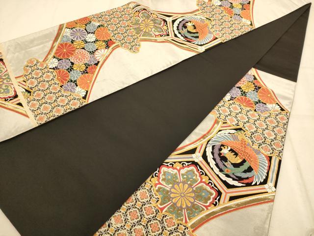 平和屋着物◎六通柄袋帯　唐織　鳳凰花文　金糸　正絹　逸品　AABB1571dt