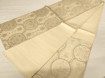 平和屋着物◎六通柄袋帯 鳳凰花文 銀糸 正絹 逸品 AABB1600dt
