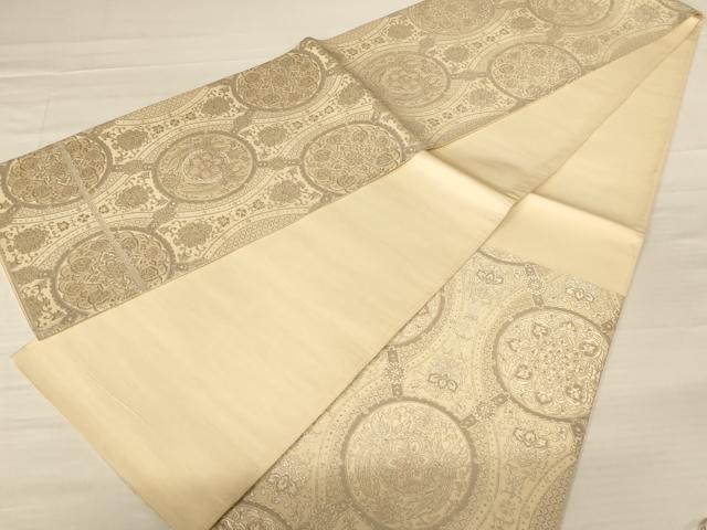 平和屋着物◎六通柄袋帯 鳳凰花文 銀糸 正絹 逸品 AABB1600dt