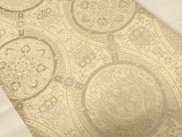 平和屋着物◎六通柄袋帯 鳳凰花文 銀糸 正絹 逸品 AABB1600dt