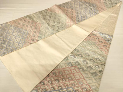 平和屋着物◎六通柄袋帯 菱文 金銀糸 正絹 逸品 AABB1608dt