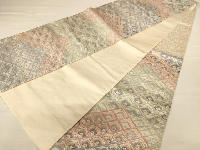 平和屋着物◎六通柄袋帯 菱文 金銀糸 正絹 逸品 AABB1608dt