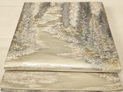 平和屋着物◎六通柄袋帯 広河原 金銀糸 正絹 逸品 AABB1612dt