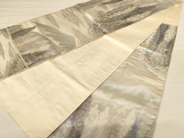 平和屋着物◎六通柄袋帯 広河原 金銀糸 正絹 逸品 AABB1612dt