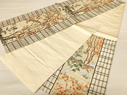 平和屋着物◎六通柄袋帯 唐織 枝楓文 金糸 正絹 逸品 AABB1613dt