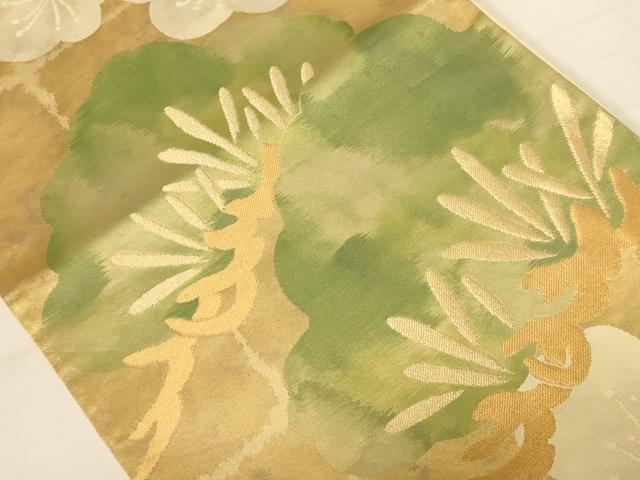 平和屋着物◎西陣 六通柄袋帯 梅と松 金糸 正絹 逸品 AABB1617dt