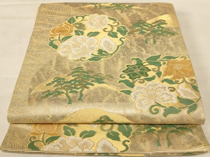 平和屋着物◎六通柄袋帯 花松文 金銀糸 正絹 逸品 AABB1626dt