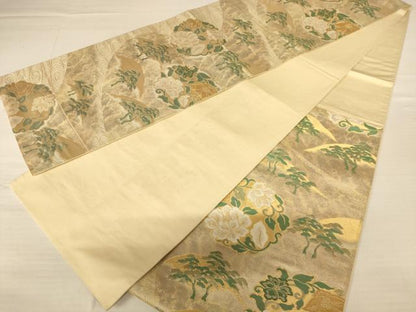 平和屋着物◎六通柄袋帯 花松文 金銀糸 正絹 逸品 AABB1626dt