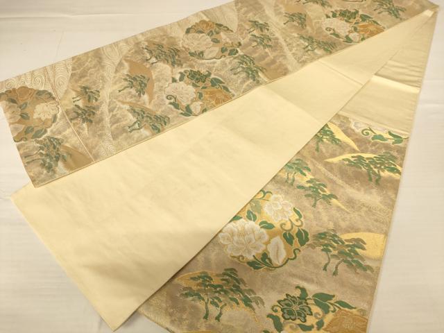平和屋着物◎六通柄袋帯 花松文 金銀糸 正絹 逸品 AABB1626dt