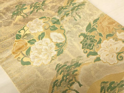 平和屋着物◎六通柄袋帯 花松文 金銀糸 正絹 逸品 AABB1626dt