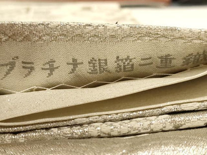 平和屋着物◎六通柄袋帯 風景文 プラチナ銀箔二重織 正絹 逸品 AABB1627dt