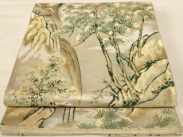 平和屋着物◎六通柄袋帯 唐織 樹林文 金糸 正絹 逸品 AABB1629dt