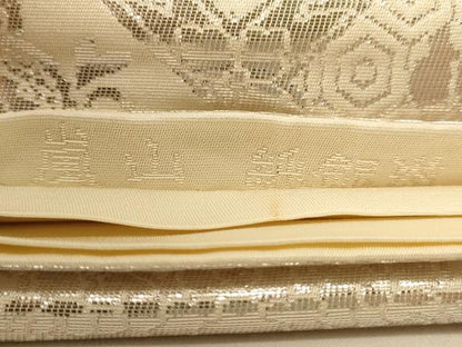 平和屋着物◎六通柄袋帯 嵐山 純銀箔 正絹 逸品 AABB1630dt