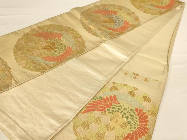 平和屋着物◎六通柄袋帯 飛鶴文 金糸 正絹 逸品 AABB1631dt