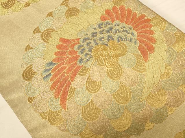 平和屋着物◎六通柄袋帯 飛鶴文 金糸 正絹 逸品 AABB1631dt