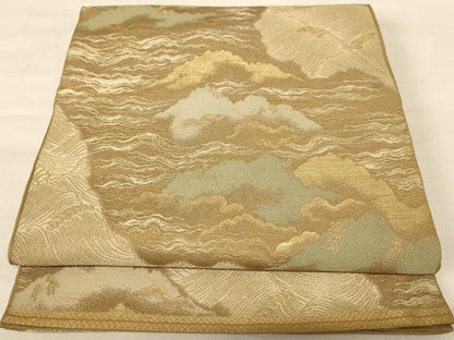 平和屋着物◎西陣 六通柄袋帯 霞文 金糸 正絹 逸品 AABB1633dt