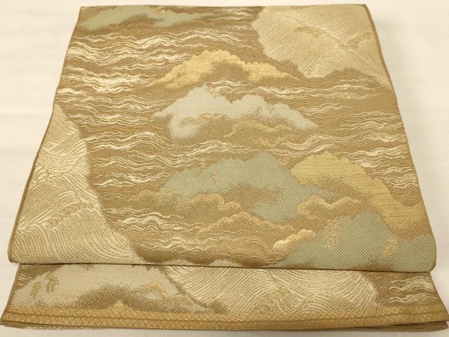 平和屋着物◎西陣 六通柄袋帯 霞文 金糸 正絹 逸品 AABB1633dt