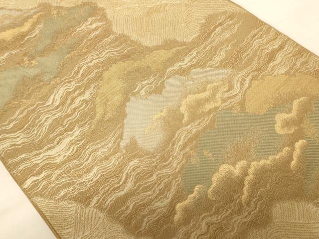平和屋着物◎西陣 六通柄袋帯 霞文 金糸 正絹 逸品 AABB1633dt