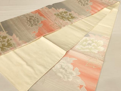 平和屋着物◎六通柄袋帯　唐織　草花文　金銀糸　正絹　逸品　AABB1636dt