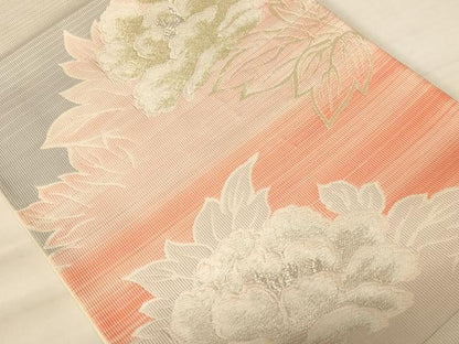 平和屋着物◎六通柄袋帯　唐織　草花文　金銀糸　正絹　逸品　AABB1636dt
