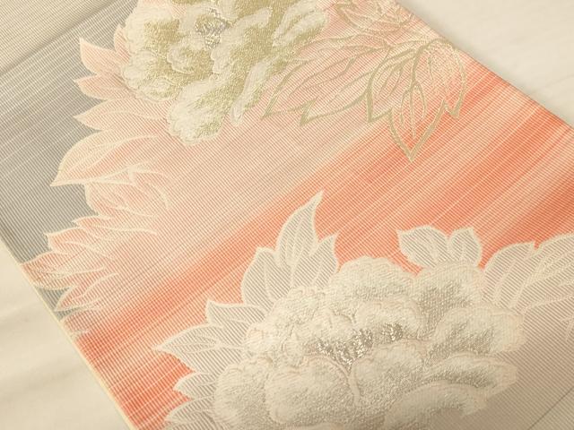 平和屋着物◎六通柄袋帯　唐織　草花文　金銀糸　正絹　逸品　AABB1636dt