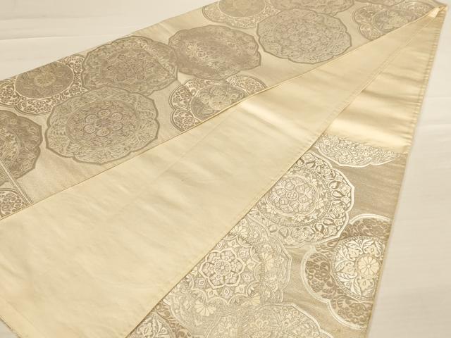 平和屋着物◎六通柄袋帯 唐織 正倉院花文 銀糸 正絹 逸品 AABB1643dt